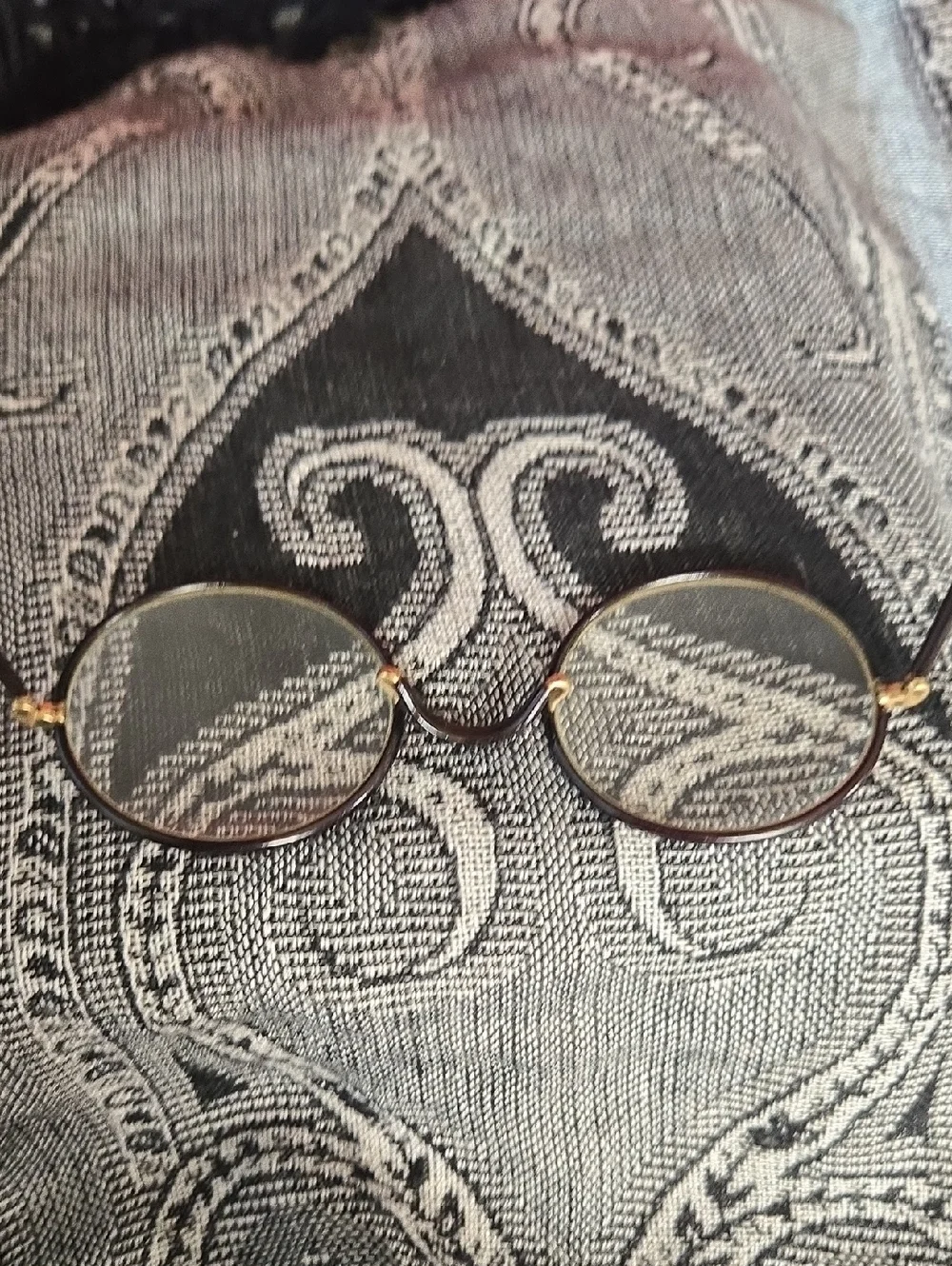 Antique Optical, Celluloid over gold tone Glasses, Steampunk Vintage & Case